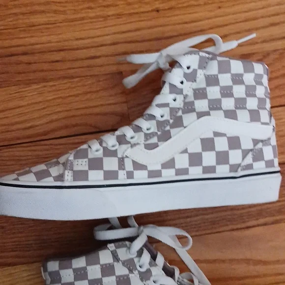 Vans Cherkerboard Pattern High Top Sneakers Dusty Lilac & White ■ Women's Size 7 - Picture 4 of 13